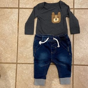 Baby jeans and bear outfit